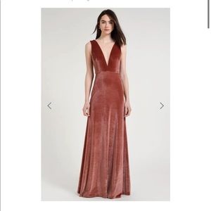 Jenny Yoo Logan velvet dress in English Rose size 2